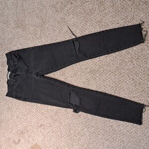 MADEWELL 9" high-rise skinny black distressed jeans, sz 27